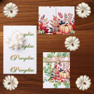 Fröhlicher Herbst kleiner Kürbis Grüner Kranz Part Geschenkpapier Set