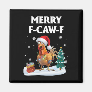 Fröhlicher Hühner Weihnachtsmann Hahn Weihnachten Magnet
