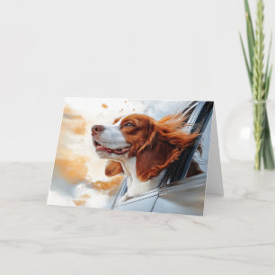 Fröhlicher Hund im Wind Kunstprint Karte