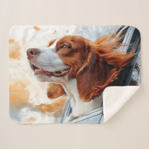 Fröhlicher Hund im Wind Kunstprint Sherpadecke