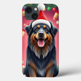 Fröhlicher Hund mit roter Weihnachtsmannmütze Case-Mate iPhone Hülle