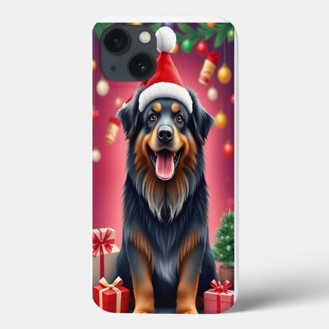Fröhlicher Hund mit roter Weihnachtsmannmütze Case-Mate iPhone Hülle (Rückseite)