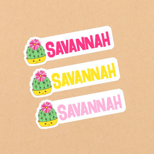 Fröhlicher Kaktusliebhaber-Aufsteller Name Savanna Aufkleber