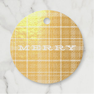 Fröhlicher Karierter Weihnachtsfoil Geschenkanhänger
