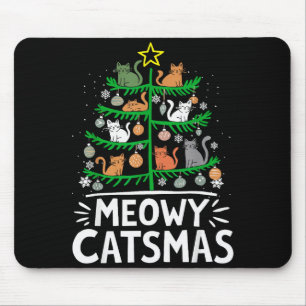 Fröhlicher Katz Weihnachten Tannenbaum Xmas Lustig Mousepad