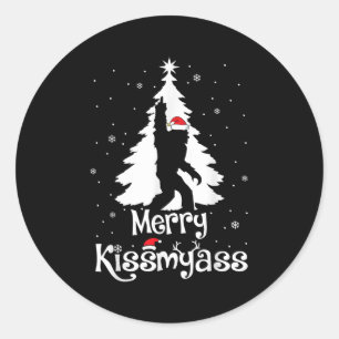 Fröhlicher Kissmy Lustiger Bigfoot Yeti Sasquatch Runder Aufkleber