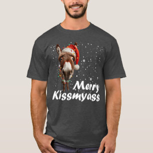 Fröhlicher Kissmyass Esel Sarkastisches Weihnachte T-Shirt