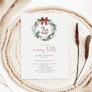 Fröhlicher Kleiner Baby Shower Weihnachtskranz Einladung