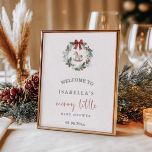 Fröhlicher Kleiner Baby-Shower-Weihnachtskranz Wil Poster