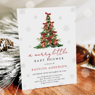 Fröhlicher kleiner Weihnachtsbaum-Baby-Party Einladung