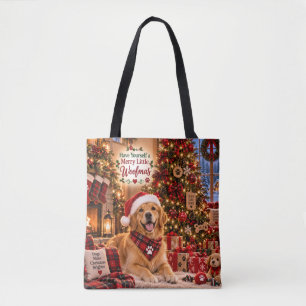 Fröhlicher kleiner Woofmas-Weihnachtshund-Tote Tasche