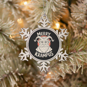 Fröhlicher Krampus Mythischer Weihnachten Xmas Fei Schneeflocken Zinn-Ornament