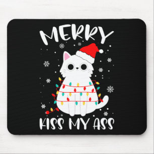Fröhlicher Kuss mein Weihnachtsthema Katzenliebhab Mousepad