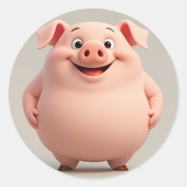 Fröhlicher lachender Cartoon Schweinekleber Runder Aufkleber