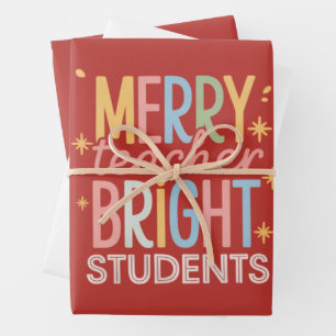 Fröhlicher Lehrer Helle Schüler Weihnachten Lustig Geschenkpapier Set