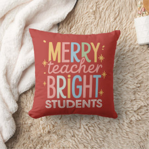 Fröhlicher Lehrer Leuchtende Schüler Weihnachten L Kissen