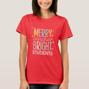 Fröhlicher Lehrer Leuchtende Schüler Weihnachten L T-Shirt