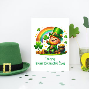 Fröhlicher Leprechaun: Saint Patrick's Day Festlic Feiertagskarte