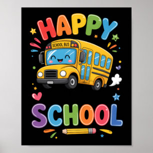 Fröhlicher letzter Schultag Süßer Schulbus Sommer Poster