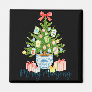 Fröhlicher Mahjong-Christbaum-Chinoiserie-Urlaub Magnet