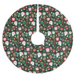 Fröhlicher Maximalist Polyester Weihnachtsbaumdecke