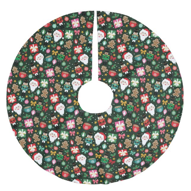 Fröhlicher Maximalist Polyester Weihnachtsbaumdecke (Vorderseite)