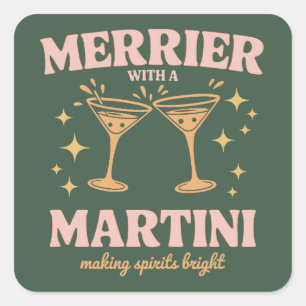 Fröhlicher mit einem Martini Weihnachtscocktail Ur Quadratischer Aufkleber