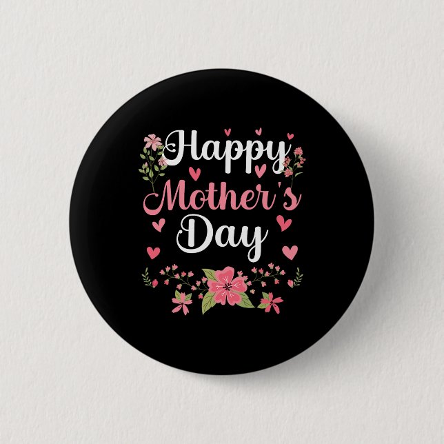 Fröhlicher Muttertag Mami Niedliche Blumenfrauen f Button (Vorderseite)
