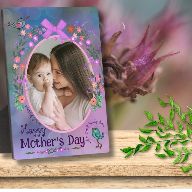 Fröhlicher Muttertag | Mutter & Baby Foto Card Fotoplatte (Happy Mother's Day _ Mother & Baby Photo Card Plaque)