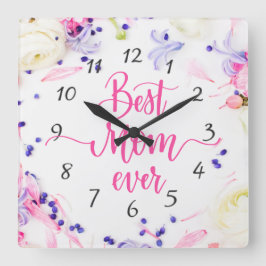 Fröhlicher Muttertag Quadratische Wanduhr