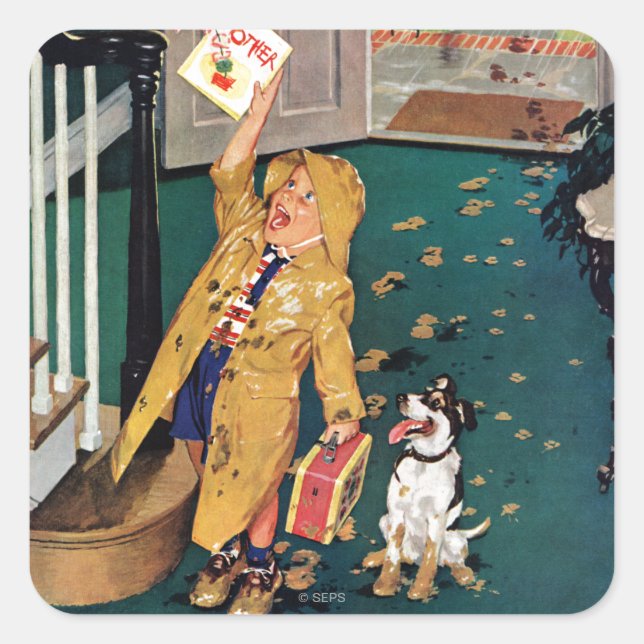 Fröhlicher Muttertag Quadratischer Aufkleber (Vorderseite)