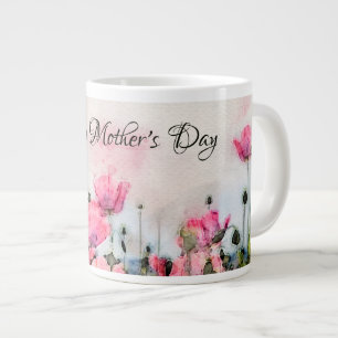 Fröhlicher Muttertag Rosa Flora Wasserfarbe Jumbo-Tasse