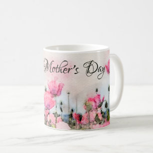 Fröhlicher Muttertag Rosa Flora Wasserfarbe Kaffeetasse