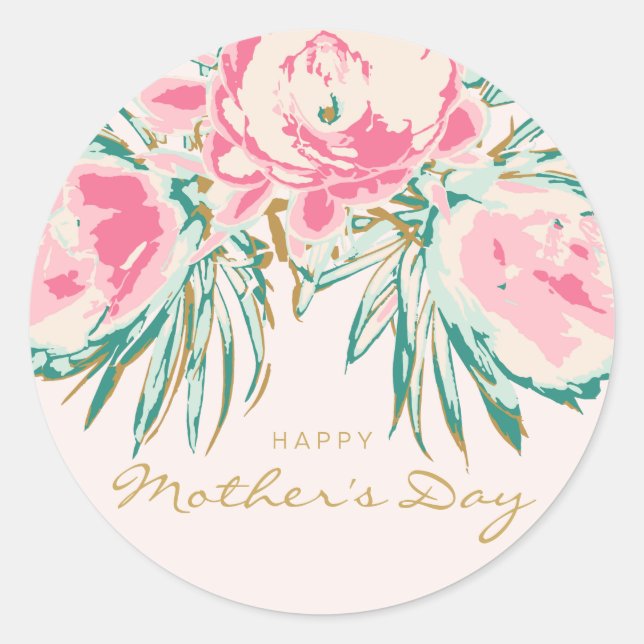 Fröhlicher Muttertag Runder Aufkleber (Vorderseite)