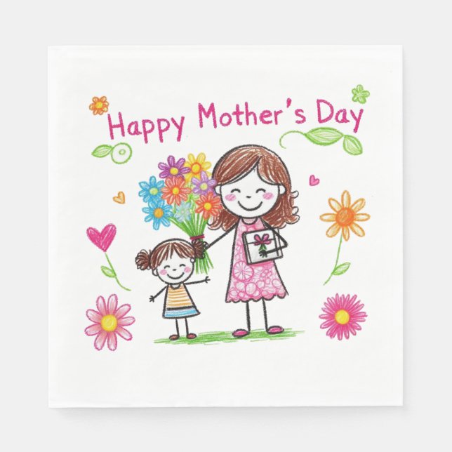 Fröhlicher Muttertag Serviette (Vorderseite)