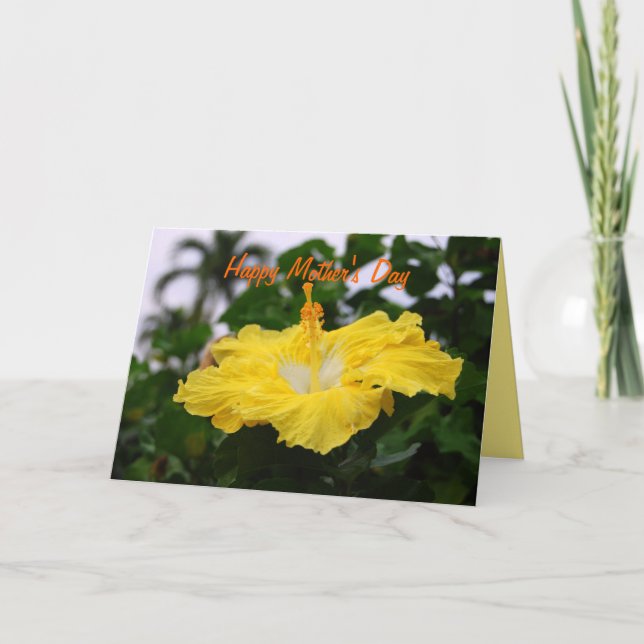Fröhlicher Muttertag Tief gelber Hibiskus Karte (Vorderseite)