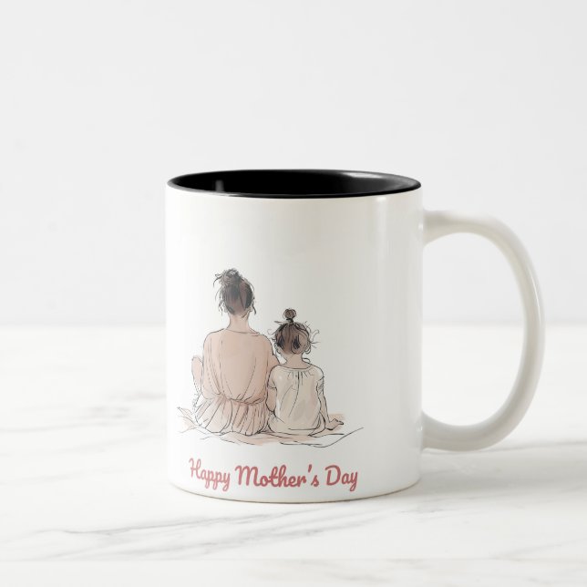 Fröhlicher Muttertag Zweifarbige Tasse (Rechts)