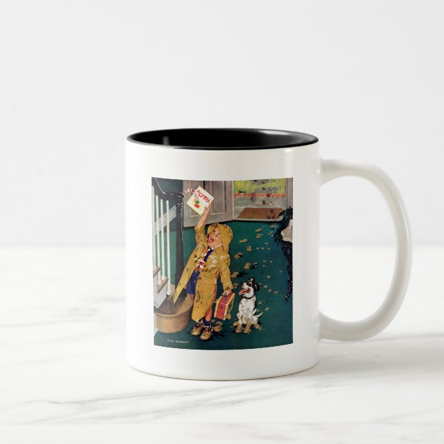 Fröhlicher Muttertag Zweifarbige Tasse (Rechts)