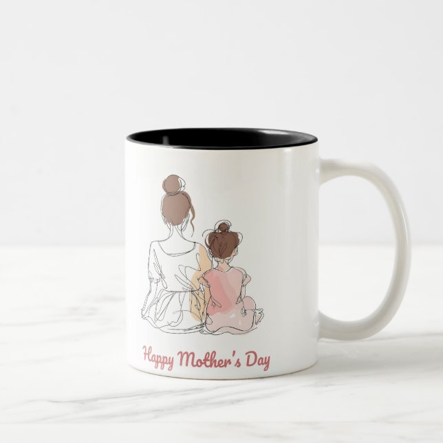 Fröhlicher Muttertag Zweifarbige Tasse (Rechts)