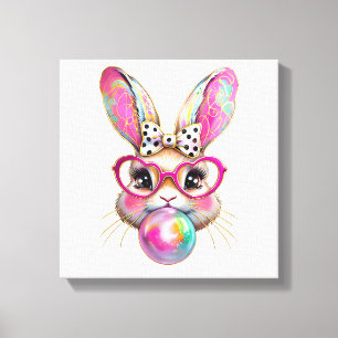 Fröhlicher Osterhase Coquette Bogen Pinselstrich O Leinwanddruck