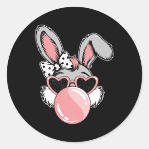Fröhlicher Osterhase Coquette Bogen Pinselstrich O Runder Aufkleber