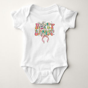 Fröhlicher Osterhase Coquette Schleife Baby Strampler