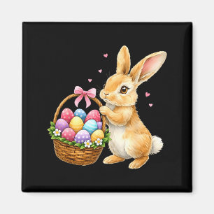 Fröhlicher Osterhase Eier Korb süßer Hase Männer Magnet