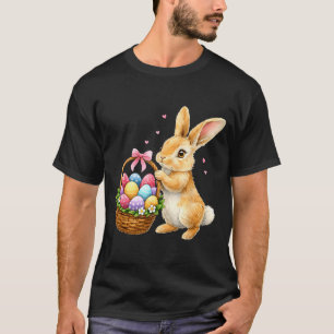 Fröhlicher Osterhase Eier Korb süßer Hase Männer T-Shirt