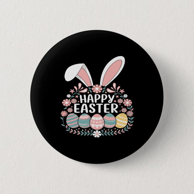 Fröhlicher Osterhase Frühling Ostern Ei Ostern Fra Button (Vorderseite)