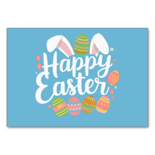Fröhlicher Osterhase Hase Ei Feiertag  Tischnummer