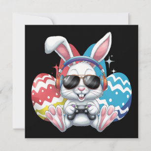 Fröhlicher Osterhase Hase Gaming Gamer Spiele Einladung