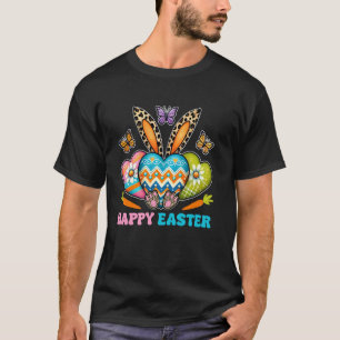 Fröhlicher Osterhase Herz Leoparden Druck T-Shirt