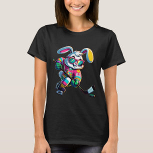 Fröhlicher Osterhase Hockey Kaninchen Männer Fraue T-Shirt