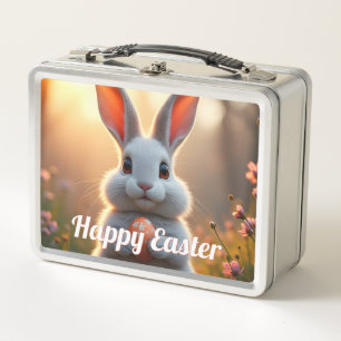 Fröhlicher Osterhase im Zauber des Frühlings Metall Brotdose